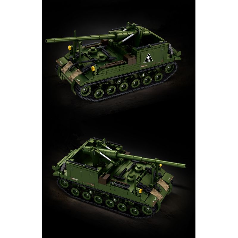 Le Yi 66096 M40 Long Tom Xếp hình lắp ráp ghép mô hình Pháo tự hành M40