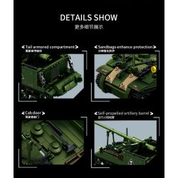 Le Yi 66096 M40 Long Tom Xếp hình lắp ráp ghép mô hình Pháo tự hành M40