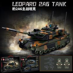 Le Yi 66097 Leoparo 2A6 Tank Xếp hình lắp ráp ghép mô hình Xe tăng chiến đấu chủ lực Leopard 2A6