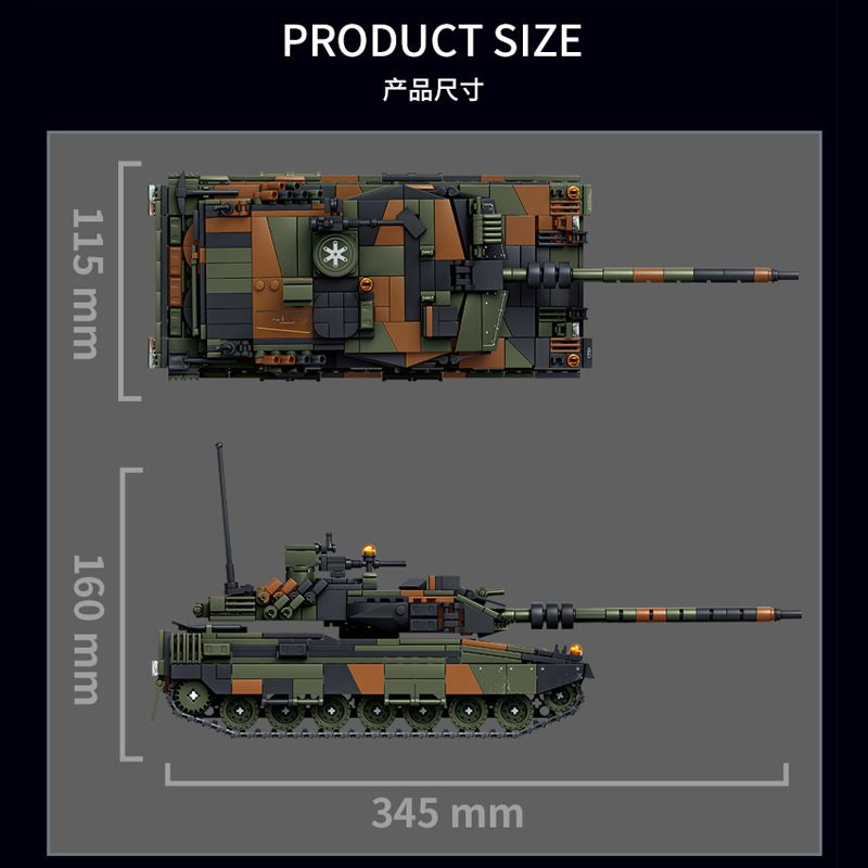 Le Yi 66097 Leoparo 2A6 Tank Xếp hình lắp ráp ghép mô hình Xe tăng chiến đấu chủ lực Leopard 2A6