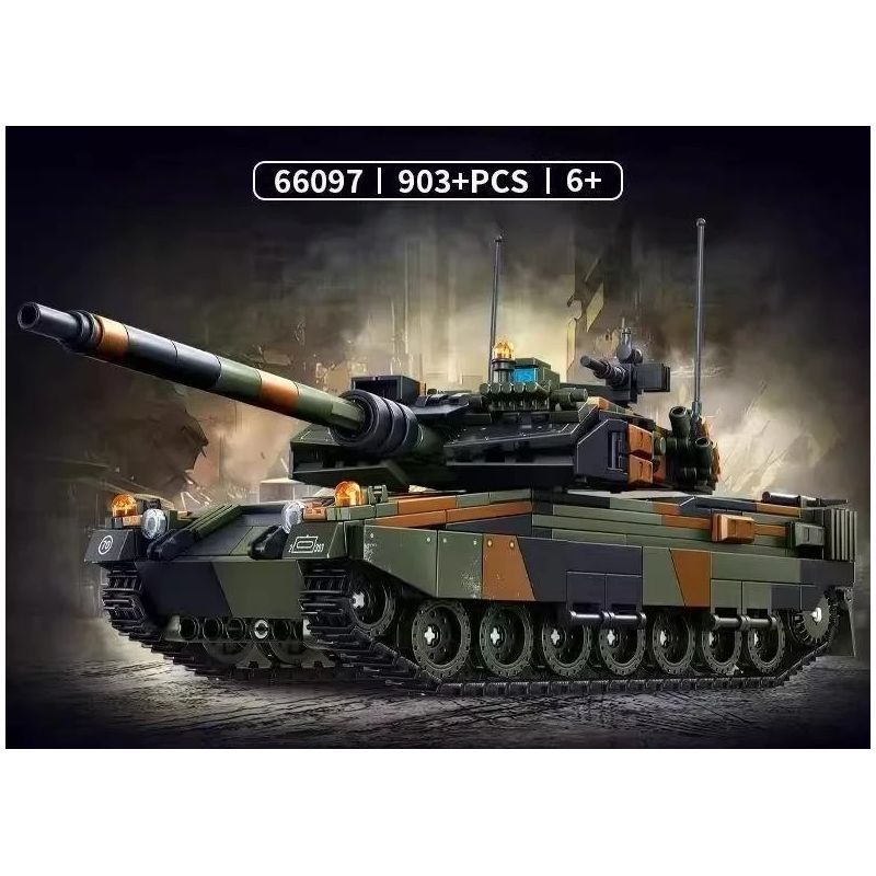 Le Yi 66097 Leoparo 2A6 Tank Xếp hình lắp ráp ghép mô hình Xe tăng chiến đấu chủ lực Leopard 2A6