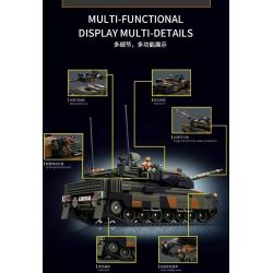 Le Yi 66097 Leoparo 2A6 Tank Xếp hình lắp ráp ghép mô hình Xe tăng chiến đấu chủ lực Leopard 2A6