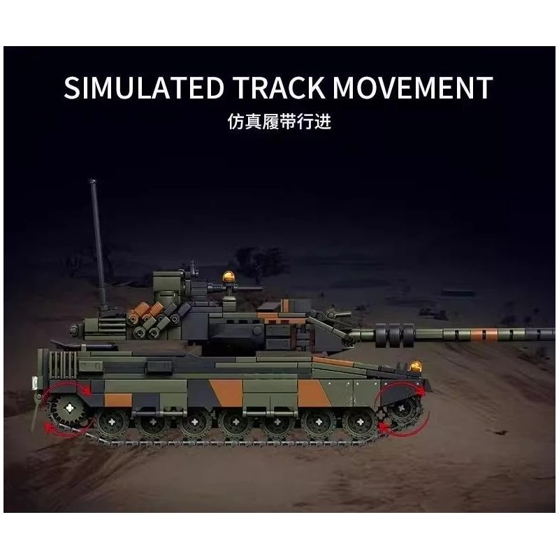 Le Yi 66097 Leoparo 2A6 Tank Xếp hình lắp ráp ghép mô hình Xe tăng chiến đấu chủ lực Leopard 2A6