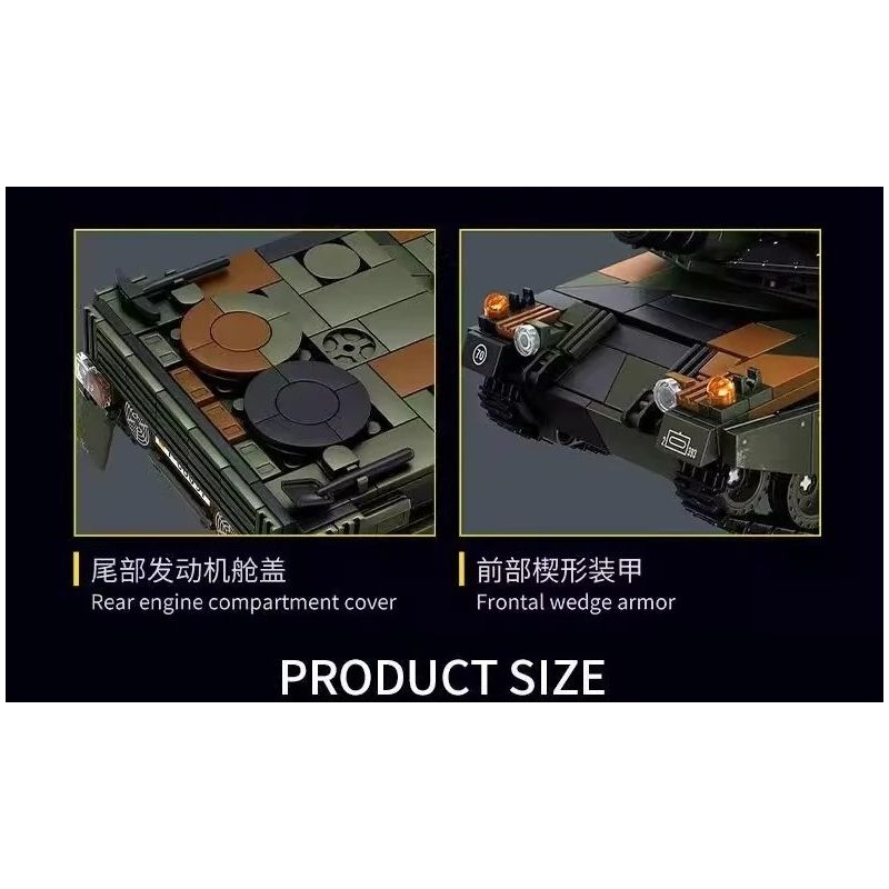 Le Yi 66097 Leoparo 2A6 Tank Xếp hình lắp ráp ghép mô hình Xe tăng chiến đấu chủ lực Leopard 2A6