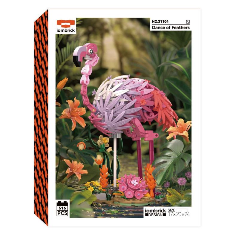 iambrick 31104 Dance of Feathers Xếp hình lắp ráp ghép mô hình Vũ điệu lửa lông chim hồng hạc