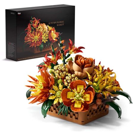 Nifeliz NF10325 Autumn Floral Basket Xếp hình lắp ráp ghép mô hình giỏ hoa mùa thu vàng