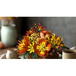 Nifeliz NF10325 Autumn Floral Basket Xếp hình lắp ráp ghép mô hình giỏ hoa mùa thu vàng