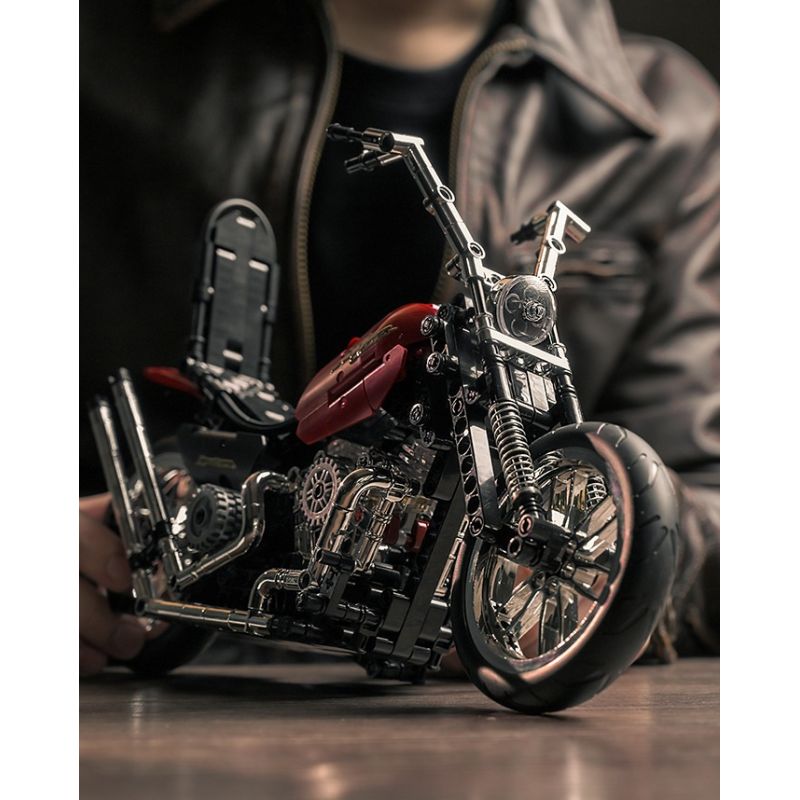 Nifeliz NF10308 Chopper Motorcycle Xếp hình lắp ráp ghép mô hình Xe máy tùy chỉnh theo phong cách retro của Mỹ