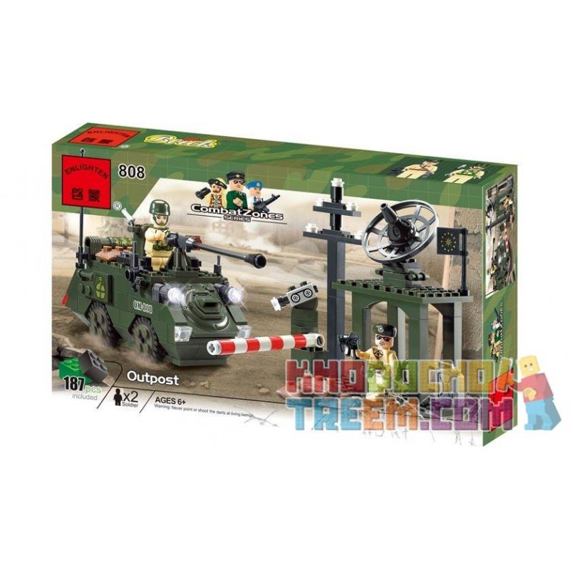 Enlighten 808 Qman 808 non  TIỀN ĐỒN bộ đồ chơi xếp lắp ráp ghép mô hình Military Army COMBATZONES OUTPOST Quân Sự Bộ Đội 187 khối