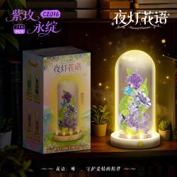 WOMA C2016 Eternal Flower Xếp hình lắp ráp ghép mô hình Ngôn ngữ hoa đèn đêm: Hoa hồng tím nở mãi