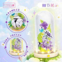 WOMA C2016 Eternal Flower Xếp hình lắp ráp ghép mô hình Ngôn ngữ hoa đèn đêm: Hoa hồng tím nở mãi