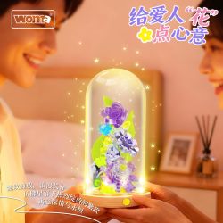 WOMA C2016 Eternal Flower Xếp hình lắp ráp ghép mô hình Ngôn ngữ hoa đèn đêm: Hoa hồng tím nở mãi