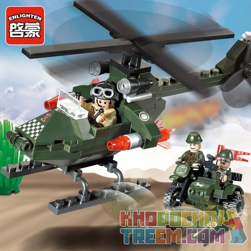 Enlighten 806 Qman 806 non  TRỰC THĂNG QUÂN SỰ bộ đồ chơi xếp lắp ráp ghép mô hình Military Army COMBATZONES CHASE Quân Sự Bộ Đội 119 khối