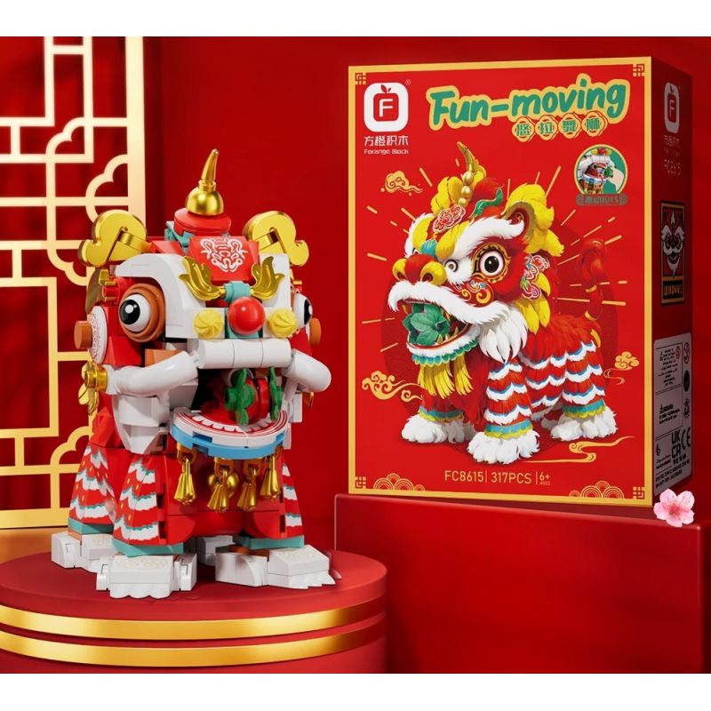 Forange FC8615 Fun Moving Yura Lion Dance Xếp hình lắp ráp ghép mô hình múa sư tử Yola