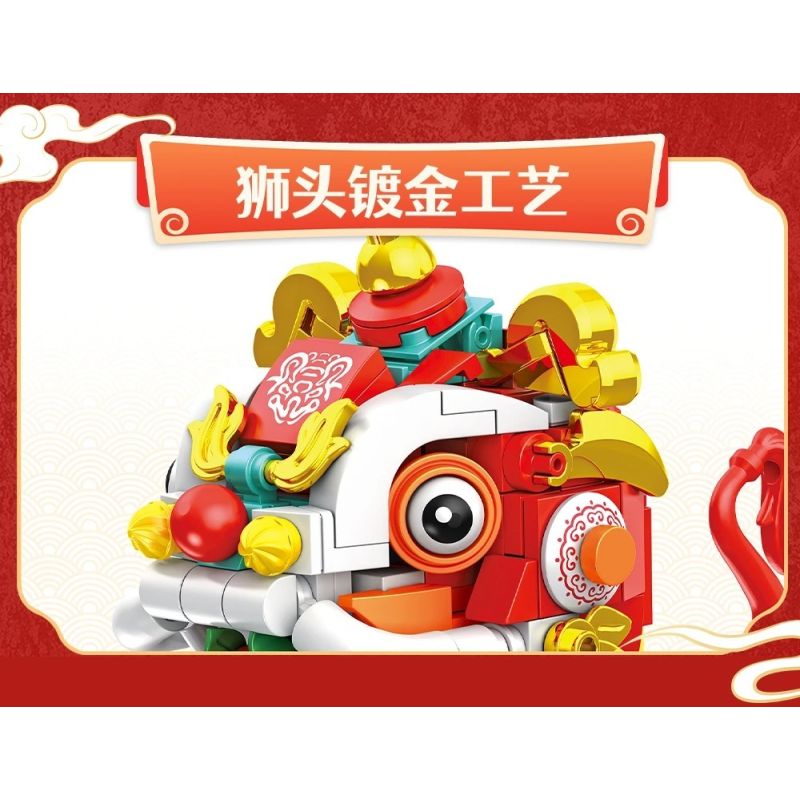 Forange FC8615 Fun Moving Yura Lion Dance Xếp hình lắp ráp ghép mô hình múa sư tử Yola