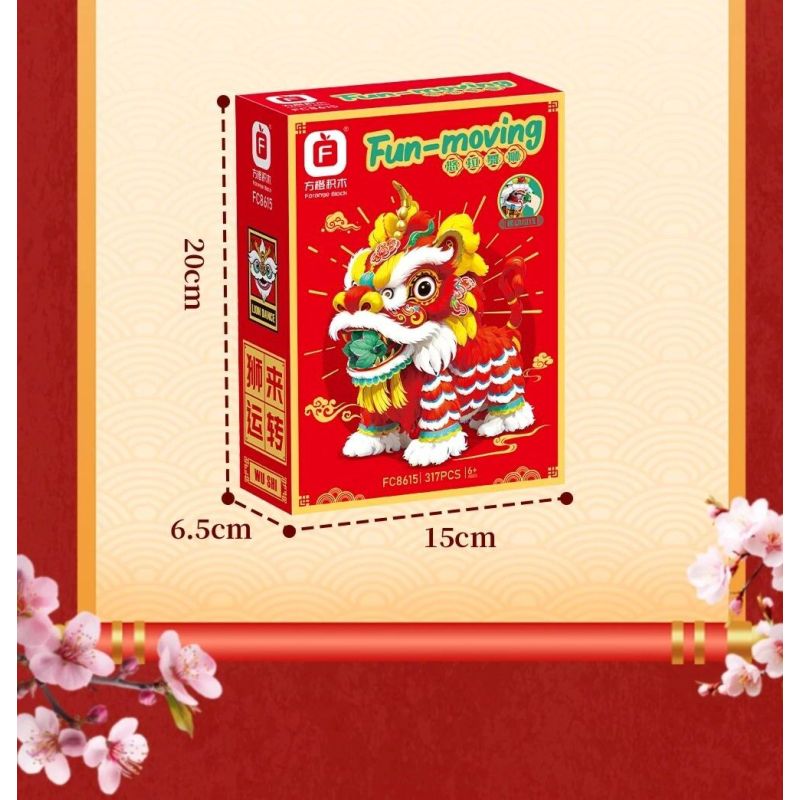 Forange FC8615 Fun Moving Yura Lion Dance Xếp hình lắp ráp ghép mô hình múa sư tử Yola