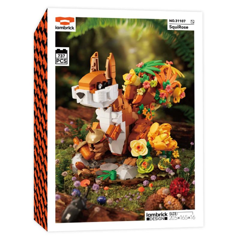 iambrick 31107 SquiRose Xếp hình lắp ráp ghép mô hình cây thông hoa hồng