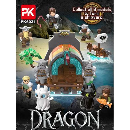 PK PK6021 Xếp hình lắp ráp ghép mô hình Cách huấn luyện rồng của bạn 8 nhân vật nhỏ