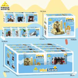 KAZI GBL BOZHI KY81180 Mini Scene Xếp hình lắp ráp ghép mô hình 8 cảnh nhỏ lịch sử: pharaoh, phòng tập võ thuật, ma cà rồng, cướp biển, thang máy trượt tuyết, bờ biển, đấu sĩ, cửa hàng Mexico