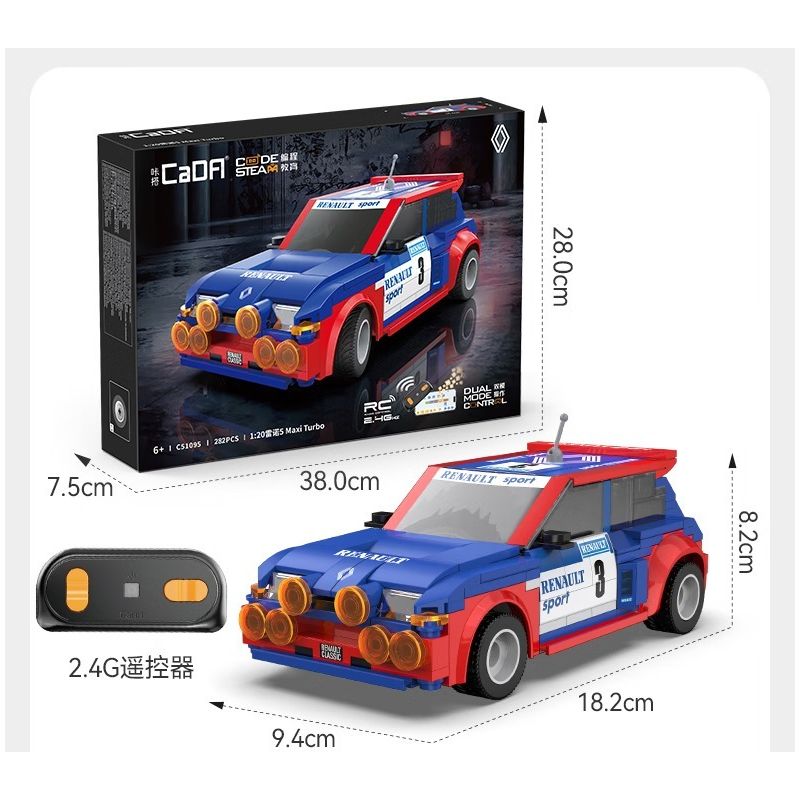 CaDA DoubleE C51095 Xếp hình lắp ráp ghép mô hình Renault 5 Maxi Turbo phiên bản điều khiển từ xa hai chế độ được lập trình 1:20