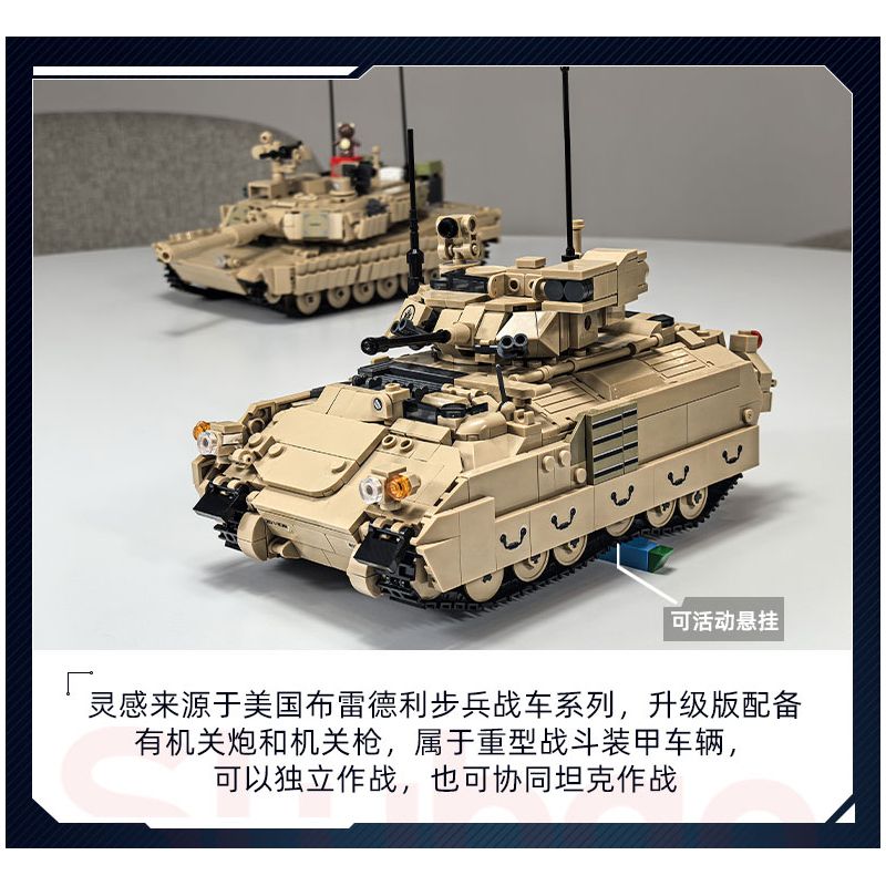 Sluban M38-B1363 Xếp hình lắp ráp ghép mô hình Vua mô hình sản phẩm: Tăng hạng nhẹ M3A3S 1:35