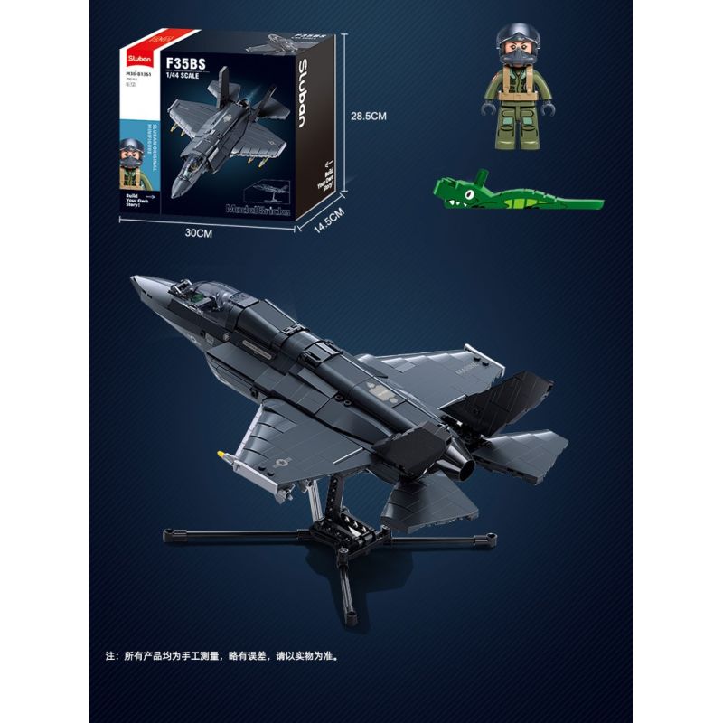 Sluban M38-B1361 Xếp hình lắp ráp ghép mô hình Vua mô hình sản phẩm: Tiêm kích tàng hình F35B 1:44