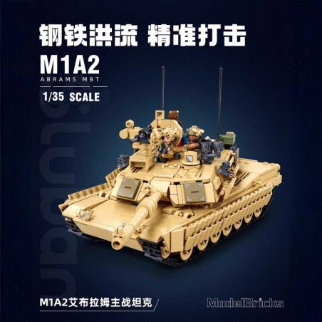Sluban M38-B1365 Xếp hình lắp ráp ghép mô hình Vua mô hình sản phẩm: xe tăng chiến đấu chủ lực M1A2 Abram 1:35