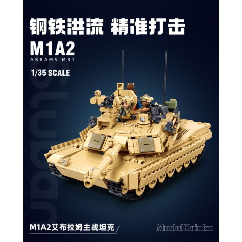 Sluban M38-B1365 Xếp hình lắp ráp ghép mô hình Vua mô hình sản phẩm: xe tăng chiến đấu chủ lực M1A2 Abram 1:35