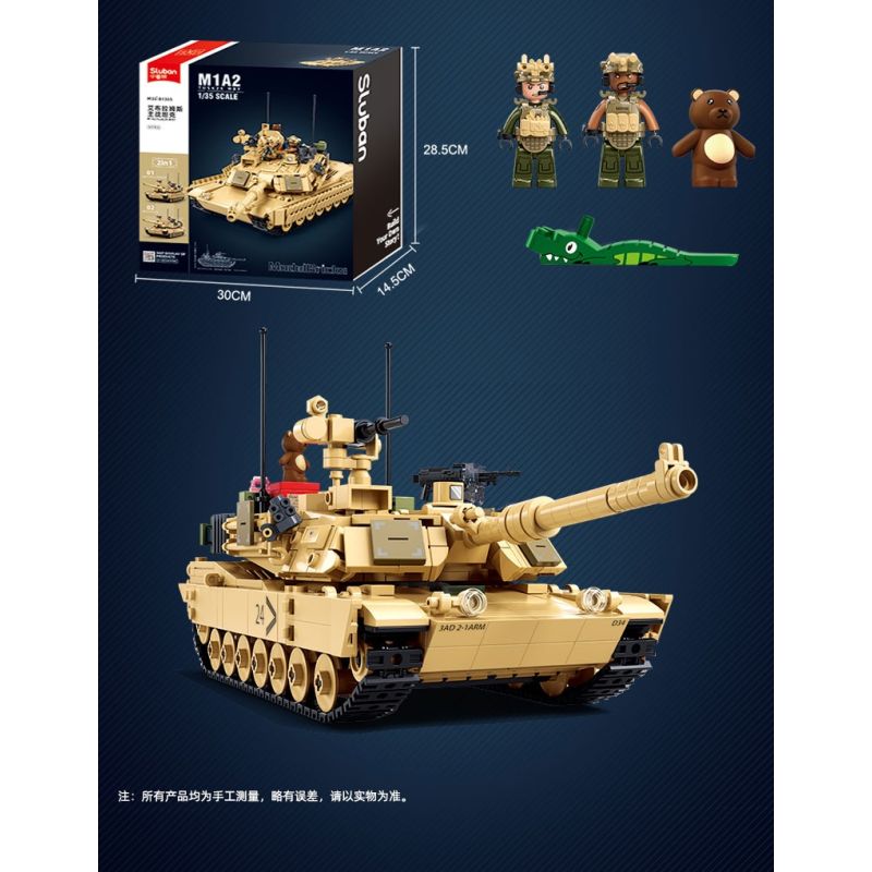 Sluban M38-B1365 Xếp hình lắp ráp ghép mô hình Vua mô hình sản phẩm: xe tăng chiến đấu chủ lực M1A2 Abram 1:35