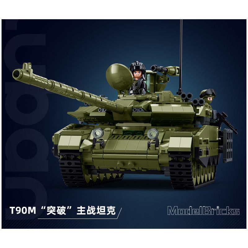 Sluban M38-B1377 Xếp hình lắp ráp ghép mô hình Vua mô hình sản phẩm: Xe tăng chiến đấu chủ lực đột phá T-90M-S 1:35