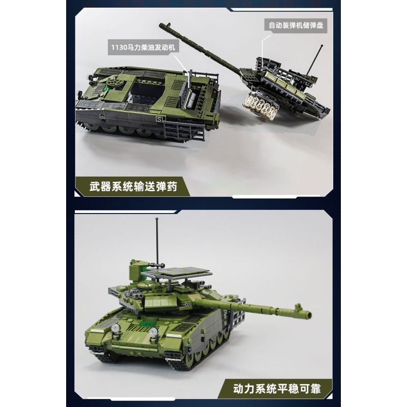 Sluban M38-B1377 Xếp hình lắp ráp ghép mô hình Vua mô hình sản phẩm: Xe tăng chiến đấu chủ lực đột phá T-90M-S 1:35