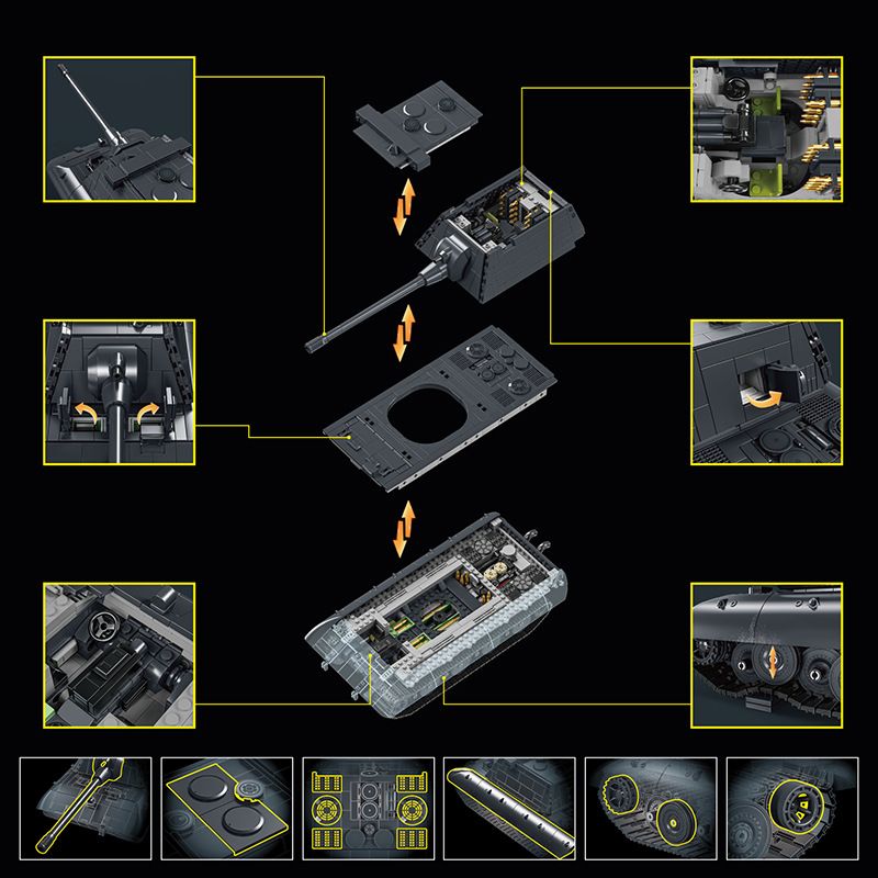 12GO 97019 E-100 Heavy Tank Xếp hình lắp ráp ghép mô hình Xe tăng hạng nặng E-100 1:28