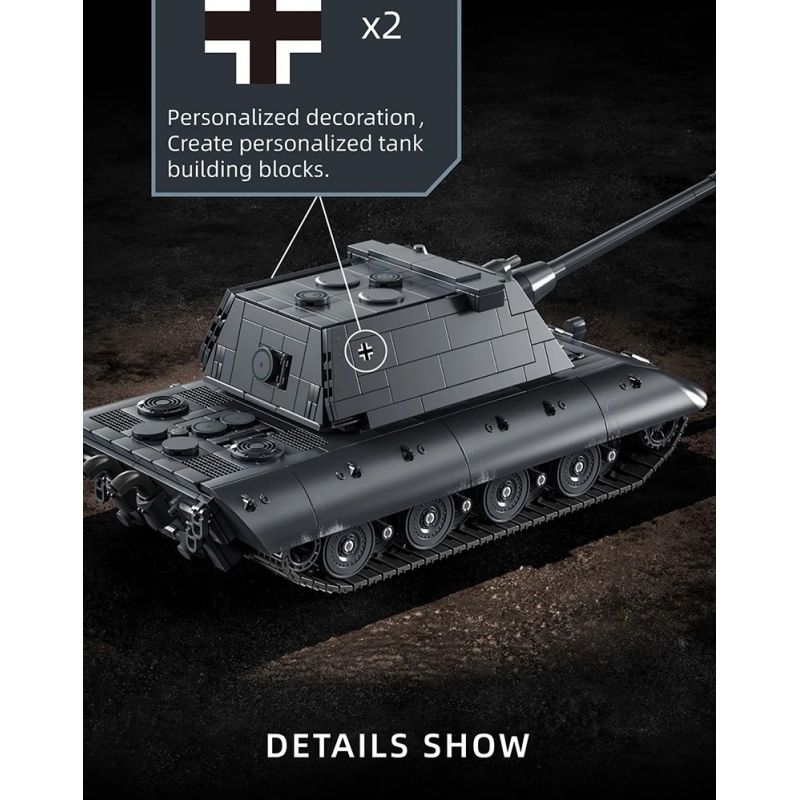 12GO 97019 E-100 Heavy Tank Xếp hình lắp ráp ghép mô hình Xe tăng hạng nặng E-100 1:28