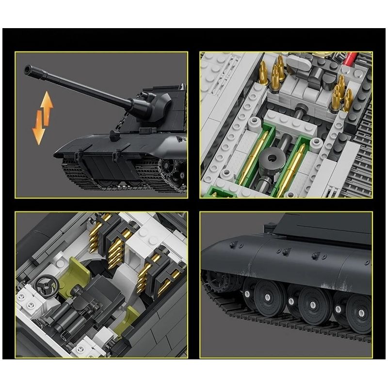 12GO 97019 E-100 Heavy Tank Xếp hình lắp ráp ghép mô hình Xe tăng hạng nặng E-100 1:28