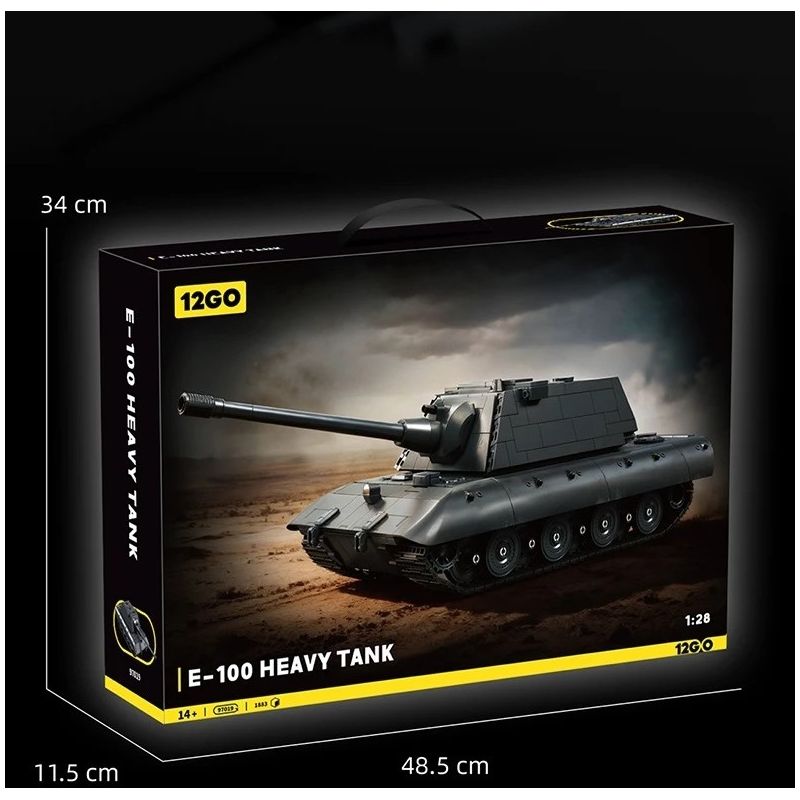12GO 97019 E-100 Heavy Tank Xếp hình lắp ráp ghép mô hình Xe tăng hạng nặng E-100 1:28