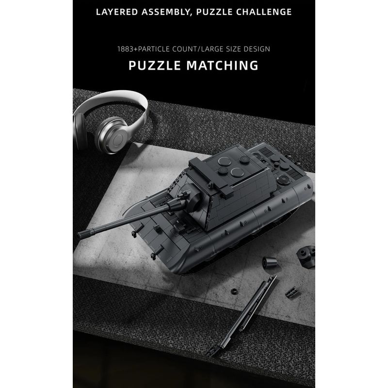 12GO 97019 E-100 Heavy Tank Xếp hình lắp ráp ghép mô hình Xe tăng hạng nặng E-100 1:28