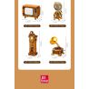 JIESTAR 57033 Victorian Vintage Furniture Xếp hình lắp ráp ghép mô hình 6 loại đồ nội thất theo phong cách cổ điển Victoria: máy đánh chữ, ghế sofa da đơn, TV, quả địa cầu, đồng hồ sàn, máy hát