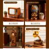 JIESTAR 57033 Victorian Vintage Furniture Xếp hình lắp ráp ghép mô hình 6 loại đồ nội thất theo phong cách cổ điển Victoria: máy đánh chữ, ghế sofa da đơn, TV, quả địa cầu, đồng hồ sàn, máy hát