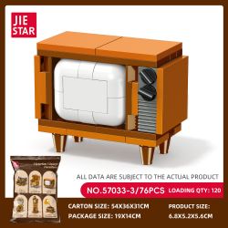 JIESTAR 57033 Victorian Vintage Furniture Xếp hình lắp ráp ghép mô hình 6 loại đồ nội thất theo phong cách cổ điển Victoria: máy đánh chữ, ghế sofa da đơn, TV, quả địa cầu, đồng hồ sàn, máy hát