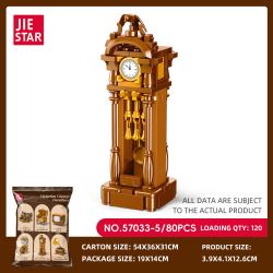 JIESTAR 57033 Victorian Vintage Furniture Xếp hình lắp ráp ghép mô hình 6 loại đồ nội thất theo phong cách cổ điển Victoria: máy đánh chữ, ghế sofa da đơn, TV, quả địa cầu, đồng hồ sàn, máy hát