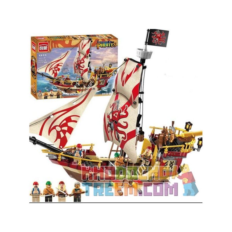 Enlighten 1311 Qman 1311 non  THUYỀN CƯỚP BIỂN BẠCH TUỘC bộ đồ chơi xếp lắp ráp ghép mô hình Pirates Of The Caribbean Cướp Biển Vùng Caribe 368 khối