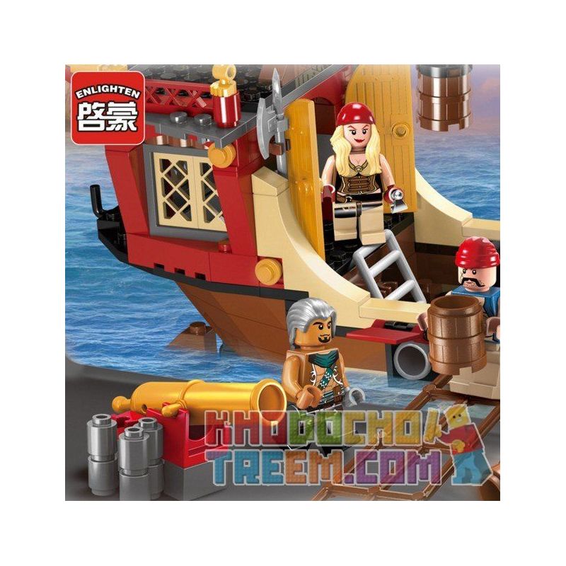 Enlighten 1311 Qman 1311 non  THUYỀN CƯỚP BIỂN BẠCH TUỘC bộ đồ chơi xếp lắp ráp ghép mô hình Pirates Of The Caribbean Cướp Biển Vùng Caribe 368 khối