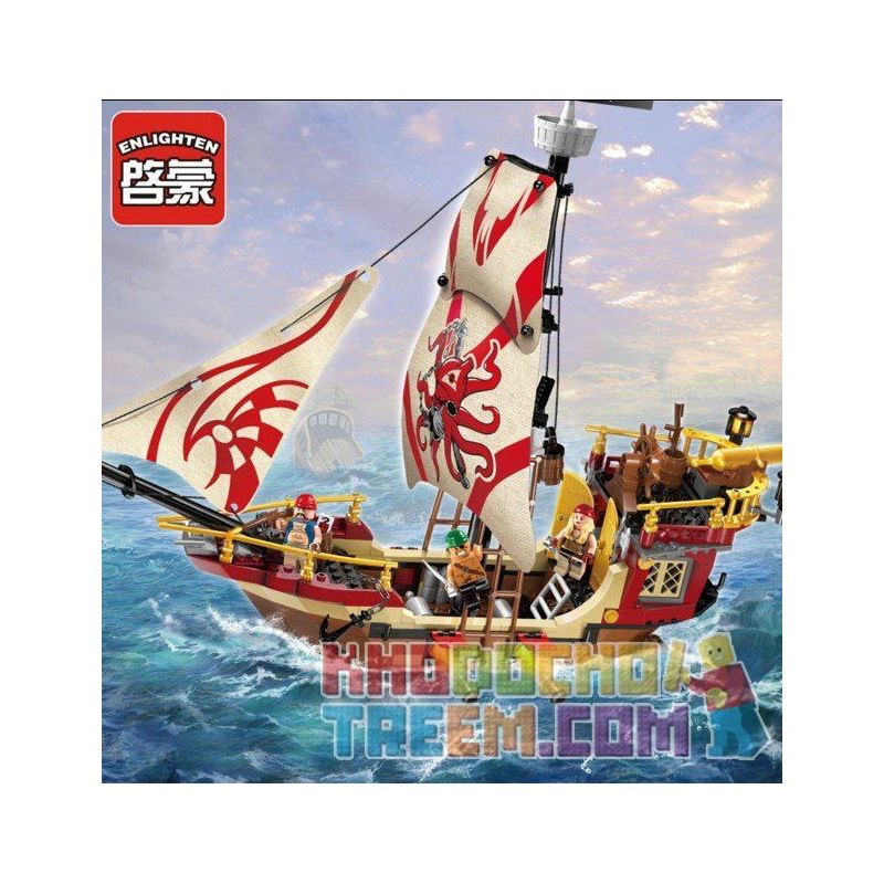 Enlighten 1311 Qman 1311 non  THUYỀN CƯỚP BIỂN BẠCH TUỘC bộ đồ chơi xếp lắp ráp ghép mô hình Pirates Of The Caribbean Cướp Biển Vùng Caribe 368 khối