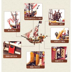 Enlighten 1311 Qman 1311 non  THUYỀN CƯỚP BIỂN BẠCH TUỘC bộ đồ chơi xếp lắp ráp ghép mô hình Pirates Of The Caribbean Cướp Biển Vùng Caribe 368 khối