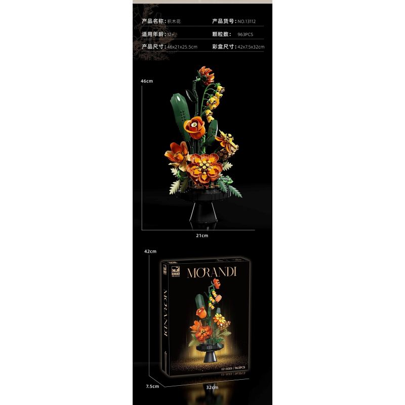 Beautiful and 13112 Morandi Xếp hình lắp ráp ghép mô hình Bó hoa Morandi