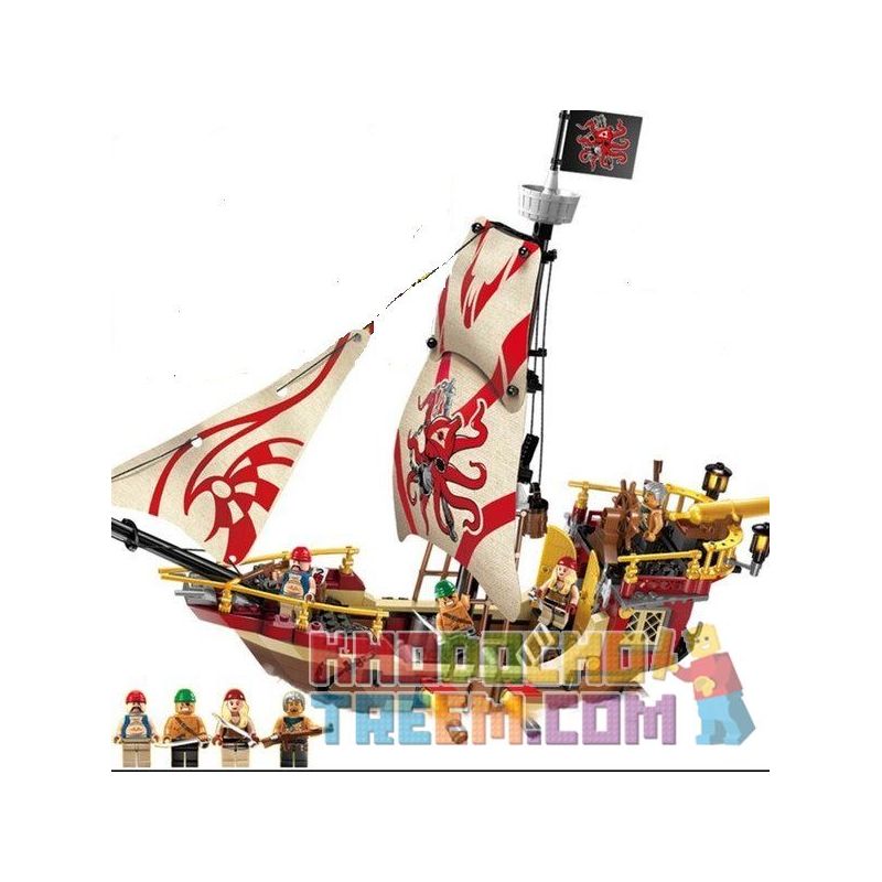 Enlighten 1311 Qman 1311 non Lego THUYỀN CƯỚP BIỂN BẠCH TUỘC bộ đồ chơi xếp lắp ráp ghép mô hình Pirates Of The Caribbean Cướp Biển Vùng Caribe 368 khối