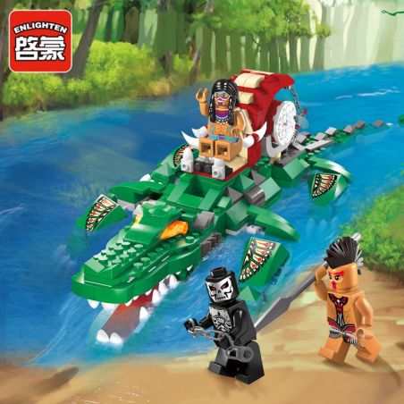 Enlighten 1310 Qman 1310 non  XUỒNG MÁY CÁ SẤU bộ đồ chơi xếp lắp ráp ghép mô hình Pirates Of The Caribbean LEGENDARY PIRATES Cướp Biển Vùng Caribe 538 khối