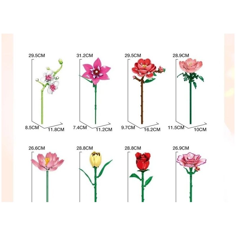 WOMA 11543 Xếp hình lắp ráp ghép mô hình Bó hoa 12 kiểu