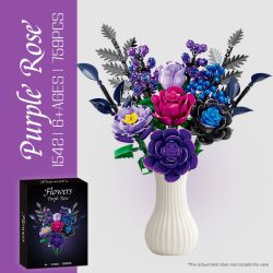 WOMA 15421 Purple Rose Xếp hình lắp ráp ghép mô hình Bó hoa hồng tím
