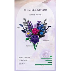 WOMA 15421 Purple Rose Xếp hình lắp ráp ghép mô hình Bó hoa hồng tím